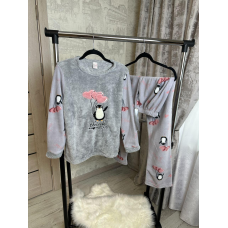 Піжама тепла жіноча Сірий, L