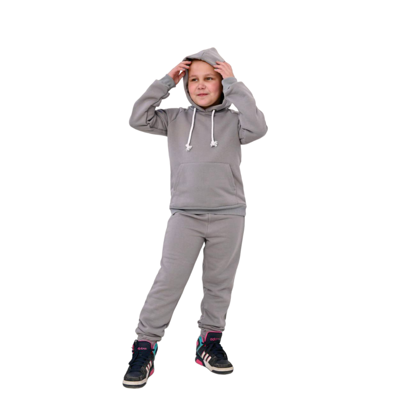Теплий спортивний костюм із начосом Сірий, 146 Теплий спортивний костюм із начосом Сірий, 146