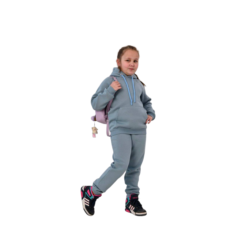 Спортивний костюм на флісі на дівчинку Блакитний, 158