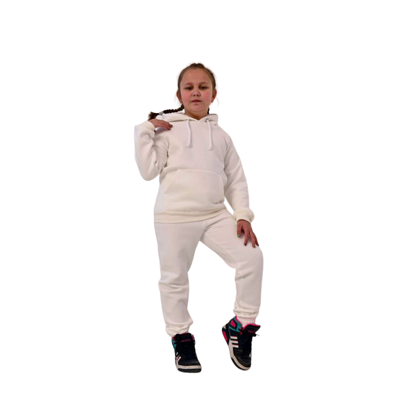 Спортивний костюм на флісі на дівчинку Білий, 146