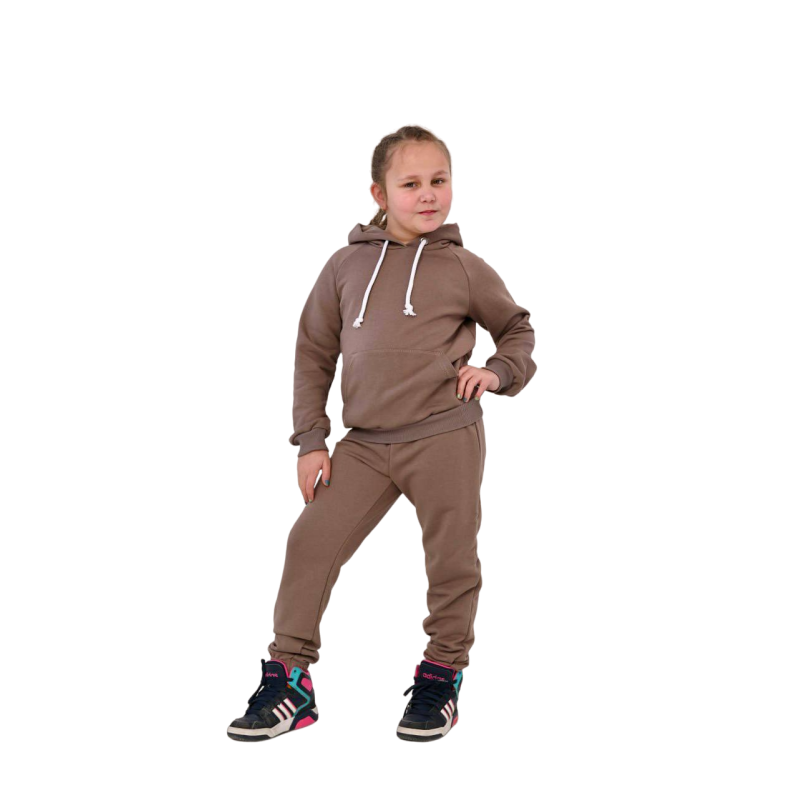 Спортивний костюм на флісі на дівчинку Коричневий, 158
