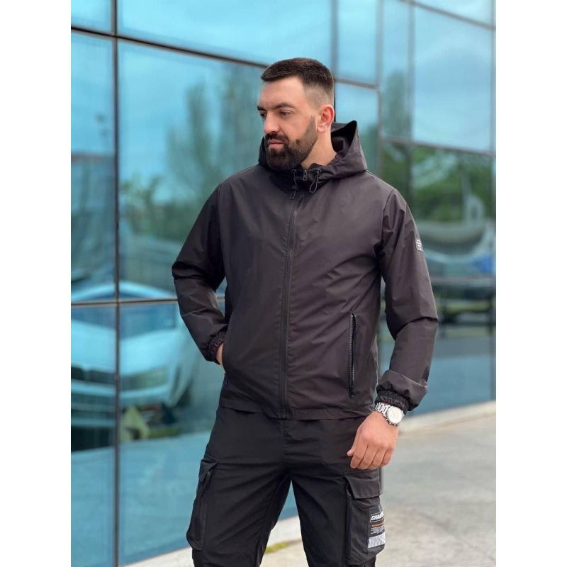 Вітровка чоловіча з плащової тканини Чорний, XL