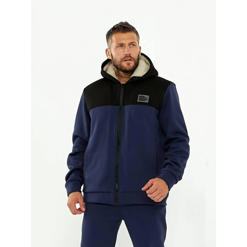 Чоловічий теплий костюм на флісі з хутром Синій 48/50
