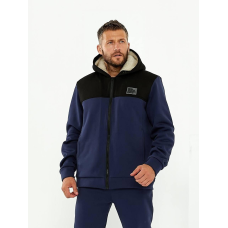 Чоловічий зимовий спортивний костюм на хутрі Синій, 52/54