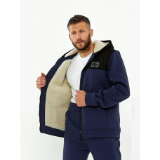 Чоловічий теплий зимовий спортивний костюм на хутрі Синій, 56/58