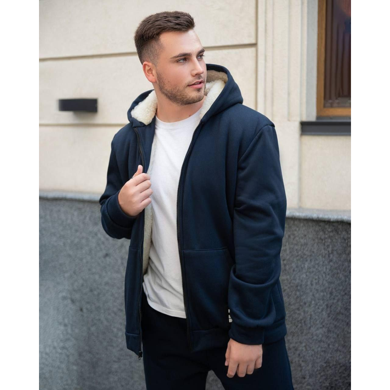 Спортивний костюм із хутром чоловічий  Синій, 52/54