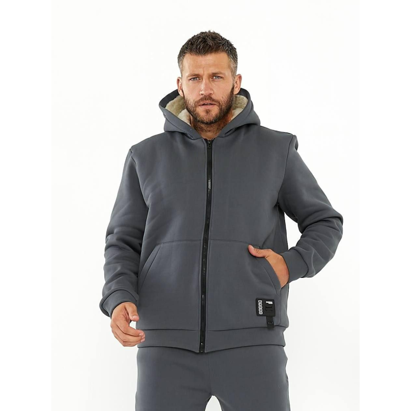 Чоловічий теплий костюм на флісі з хутром