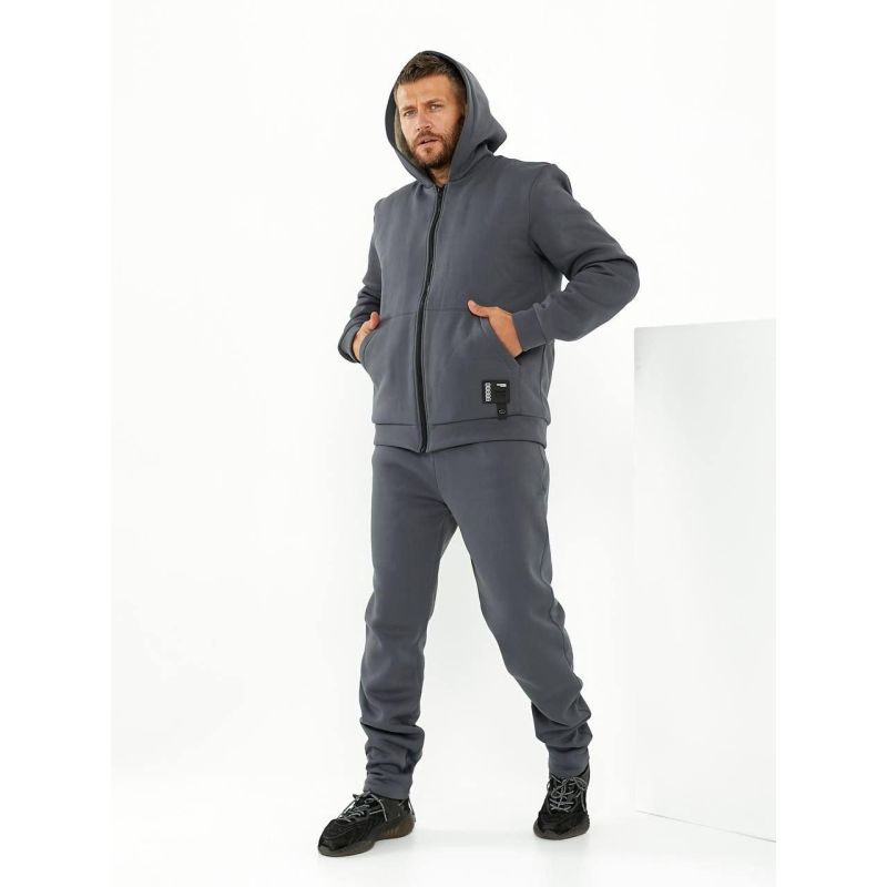 Чоловічий зимовий спортивний костюм на хутрі  Сірий, 52/54