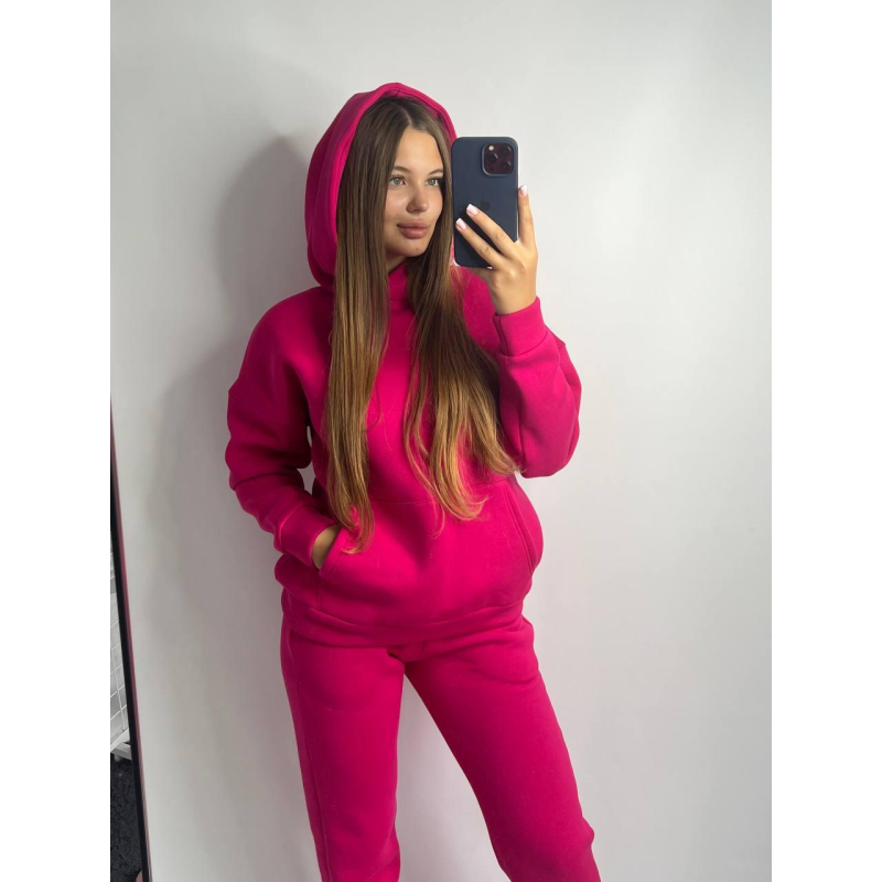 Жіночий теплий костюм оверсайз Малина S