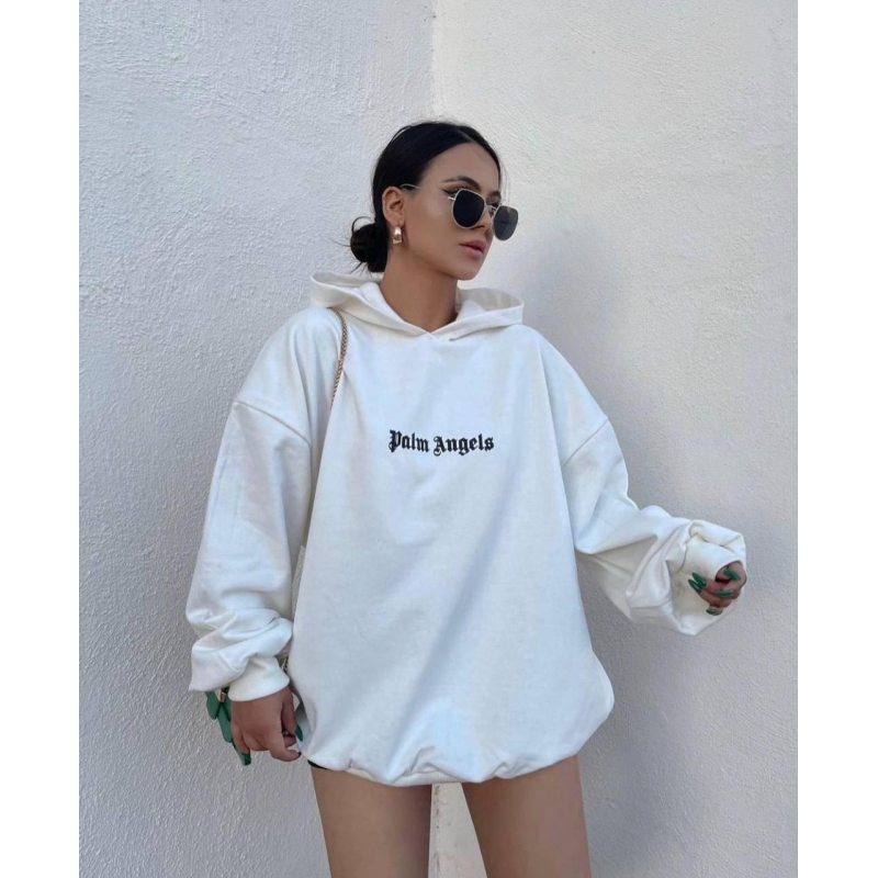 Жіночий худі на флісі оверсайз Білий, 42/48