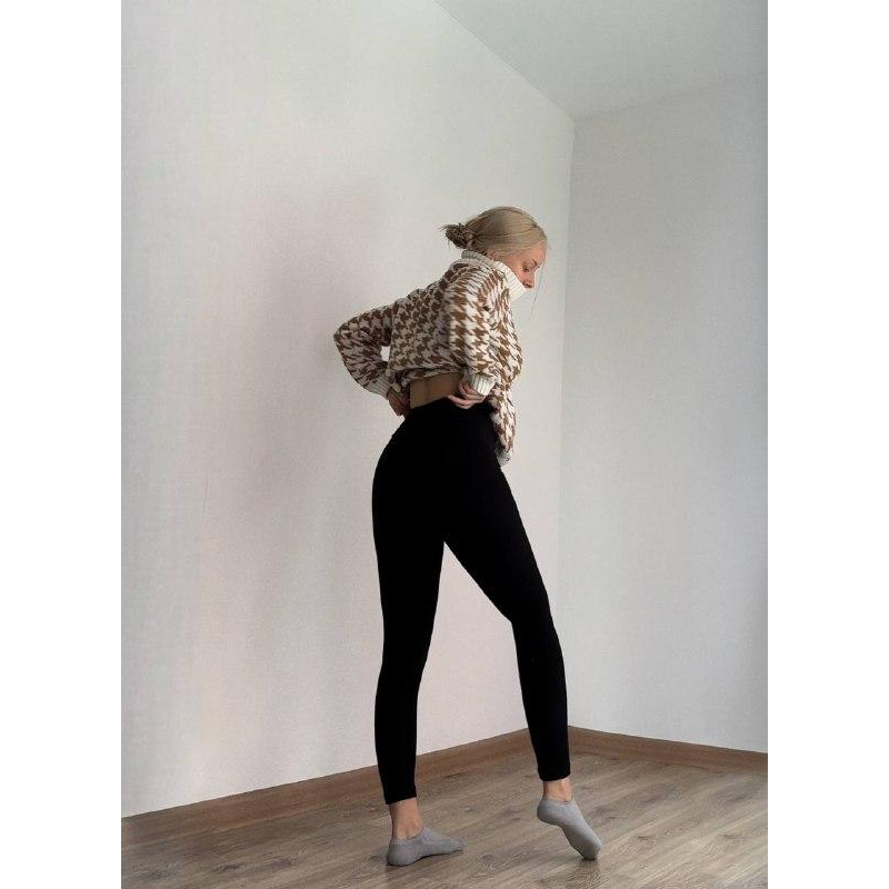 Жіночі теплі лосини в рубчик Чорний, 46/48