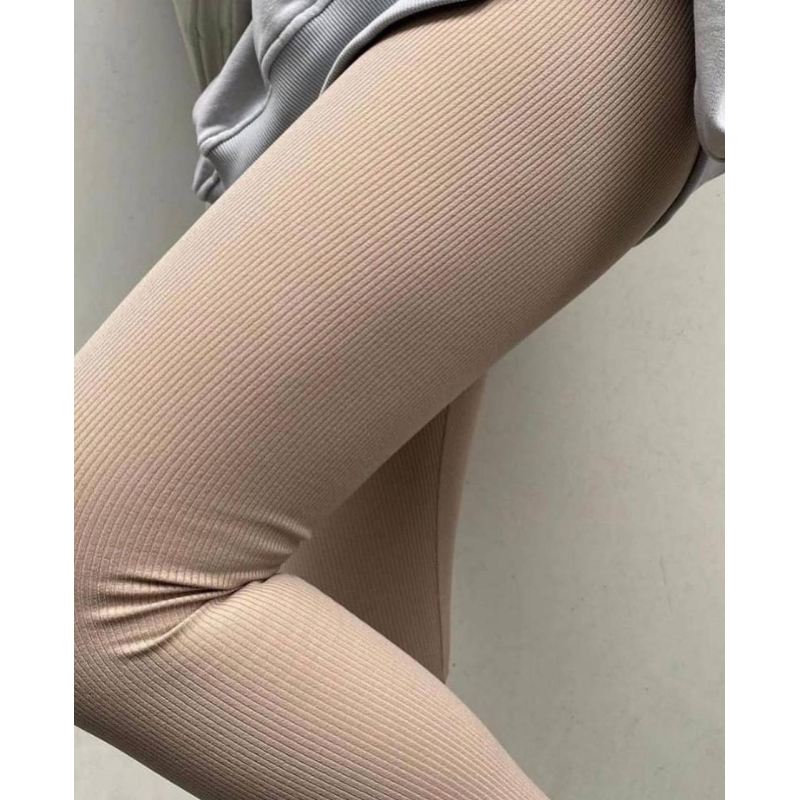 Жіночі теплі лосини в рубчик Беж, 46/48