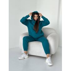 Жіночий спортивний теплий костюм оверсайз на флісі XL, Темна бірюза