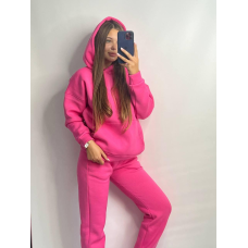 Жіночий спортивний теплий костюм оверсайз на флісі XXL, Рожевий