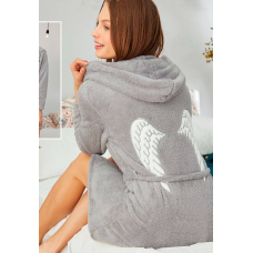 Махровий халат жіночий із капюшоном Сірий, S