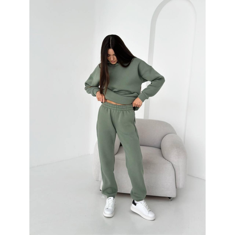 Жіночий спортивний теплий костюм оверсайз Фисташка XL Жіночий спортивний теплий костюм оверсайз Фисташка XL