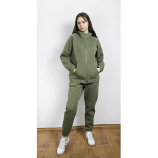 Костюм жіночий теплий спортивний на флісі кофта на змійці Хакі, 50/52