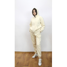 Костюм жіночий теплий спортивний на флісі кофта на змійці Молочний, 42/44
