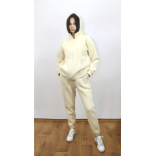 Костюм жіночий теплий спортивний на флісі кофта на змійці Молочний, 50/52