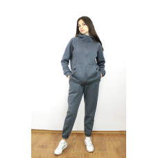 Костюм жіночий теплий спортивний на флісі кофта на змійці Сірий, 50/52