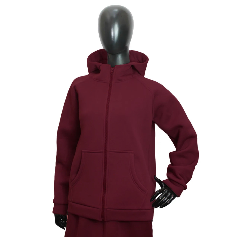 Костюм жіночий теплий спортивний на флісі кофта на змійці Бордо, 42/44 Костюм жіночий теплий спортивний на флісі кофта на змійці Бордо, 42/44