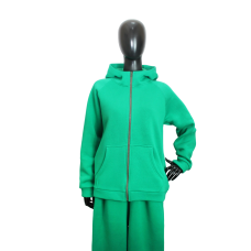 Костюм жіночий теплий спортивний на флісі кофта на змійці Зелений, 46/48