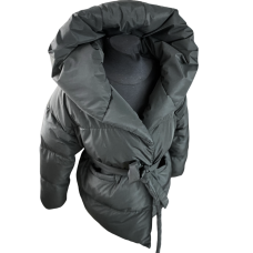 Пуховик жіночий короткий з поясом Чорний, 46/48