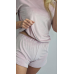 Піжама футболка + шорти з плюшевого велюру XL, Пудра