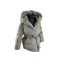 Пуховик жіночий короткий з поясом Оливковий, 42/44
