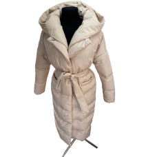 Пальто пуховик жіноче зимове довге Бежевий,48/52