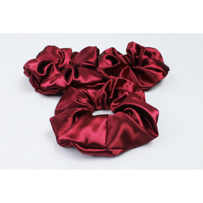 Гумка для волосся атласна Бордовий