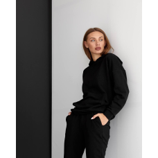 Жіночий спортивний теплий костюм оверсайз чорний, XXL