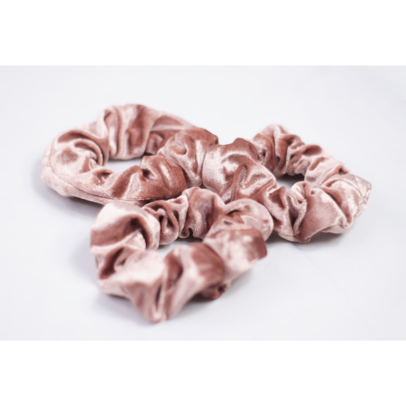 Гумка для волосся велюрова Пудровий