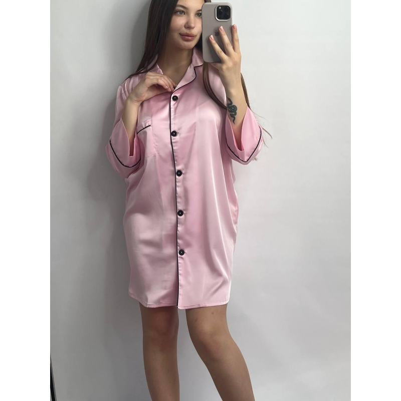 Жіноча нічна сорочка подовжена шовкова. М, Зефірний