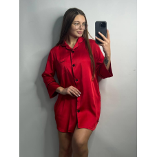 Жіноча нічна сорочка подовжена шовкова. M, Червоний