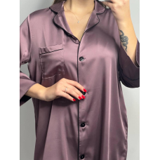 Жіноча нічна сорочка подовжена шовкова. L, Мокко