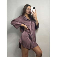 Жіноча нічна сорочка подовжена шовкова. XL, Моко