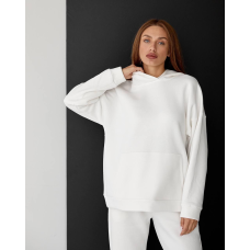 Жіночий спортивний теплий костюм оверсайз молочним, XXL