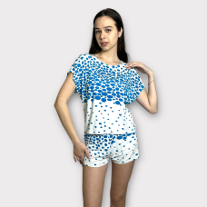 Піжама жіноча з шортами бавовна,Блакитний, 2XL/3XL