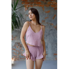 Жіноча чарівна піжама з мусліну майка з шортами  L, Темно-рожевий