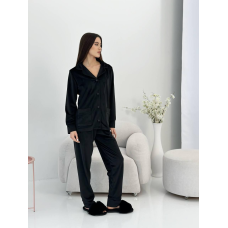 Костюм з плюшевого велюру на ґудзиках із двома кишенями. M, Чорний