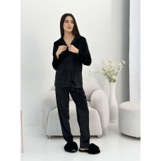 Костюм з плюшевого велюру на ґудзиках із двома кишенями.  L, Чорний