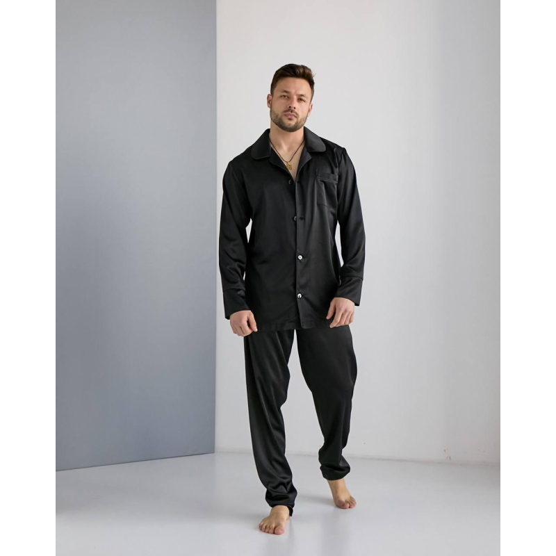 Чоловіча піжама шовкова Чорний, XXL