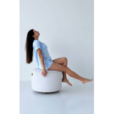 Шовкова піжама з шортами та сорочкою Блакитний,М