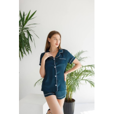 Зелена шовкова піжама з шортами Смарагд б/к, L