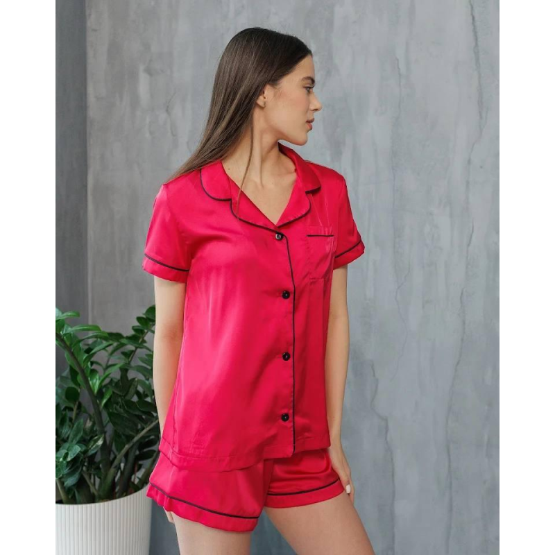 Коплект жіночій шовковий сорочка з шортами