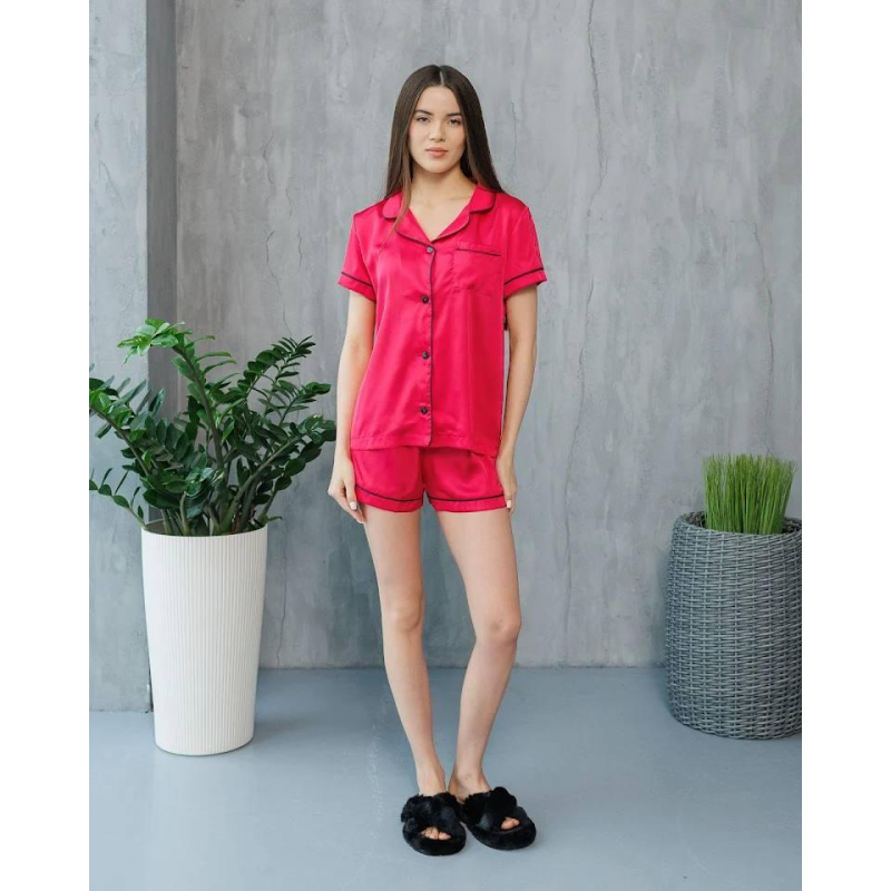 Коплект жіночій шовковий сорочка з шортами