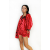 Жіночий домашній  комплект піжама з халатиком із мармурового велюру, Червоний, XXL