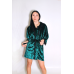 Жіночий домашній  комплект піжама з халатиком із мармурового велюру, Зелений, S