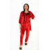 Жіночий домашній костюм, майка+штани з халатиком з мармурового велюру. Червоний